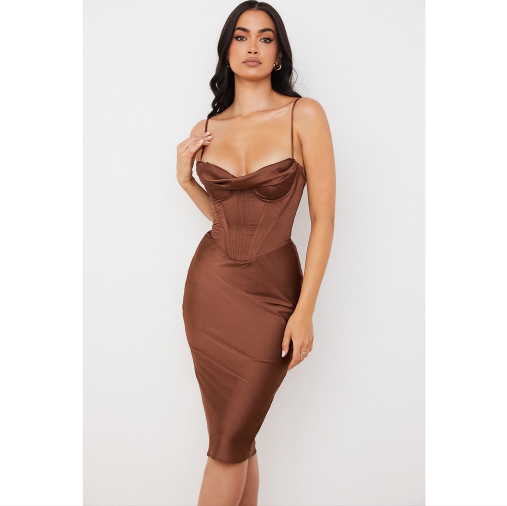 BNWT House of CB Myrna Corset Satin Slip Dress